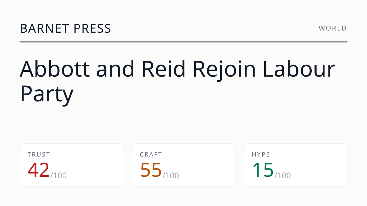 Abbott and Reid Rejoin Labour Party