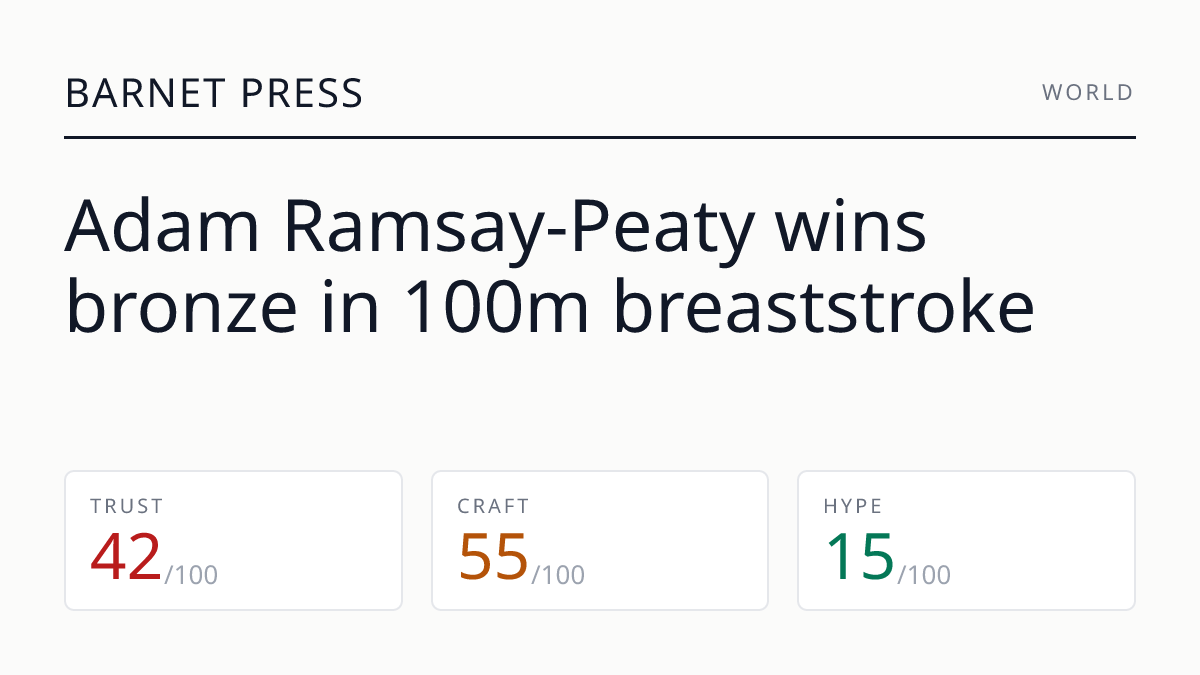 Adam Ramsay-Peaty wins bronze in 100m breaststroke