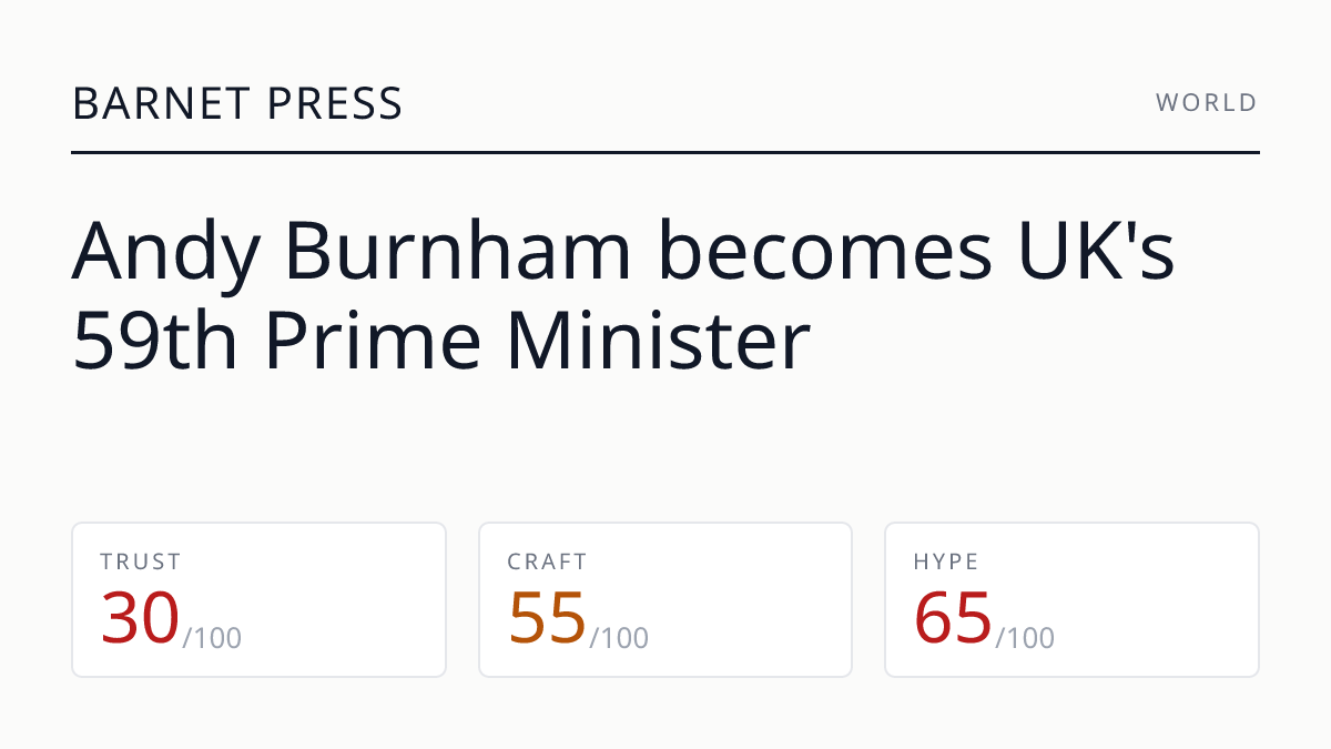 Andy Burnham becomes UK's 59th Prime Minister