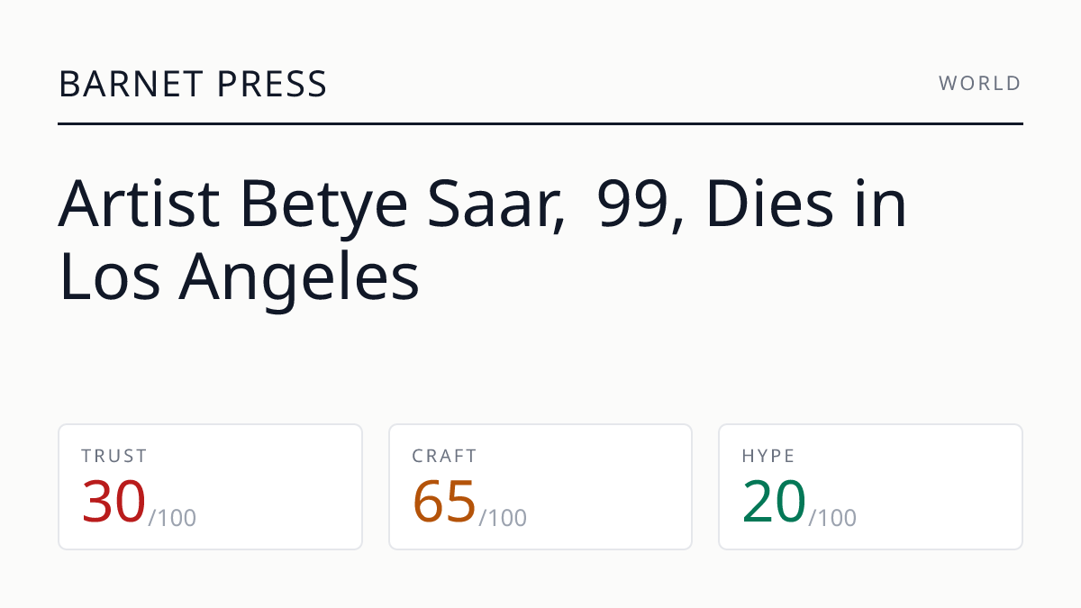 Artist Betye Saar, 99, Dies in Los Angeles