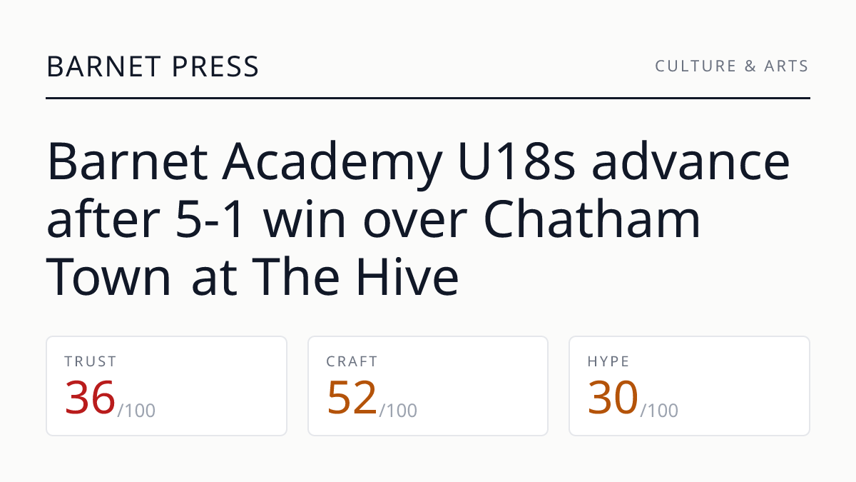 Barnet Academy U18s advance after 5-1 win over Chatham Town at The Hive