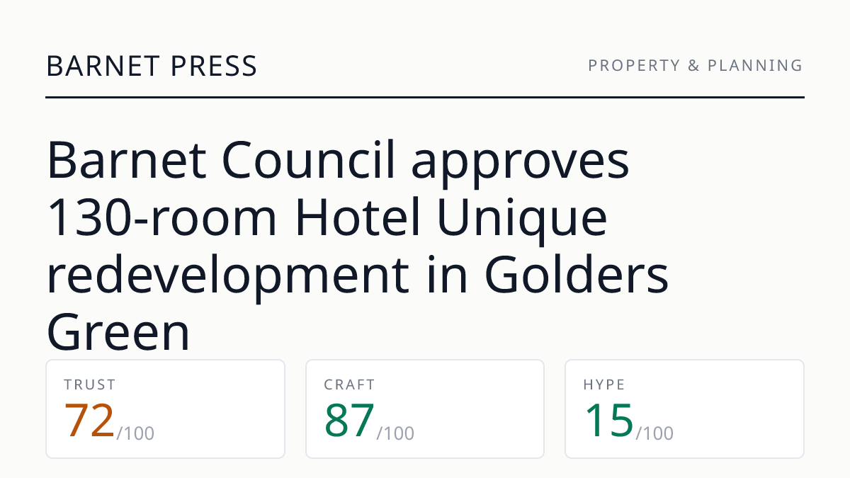 Barnet Council approves 130‑room Hotel Unique redevelopment in Golders Green
