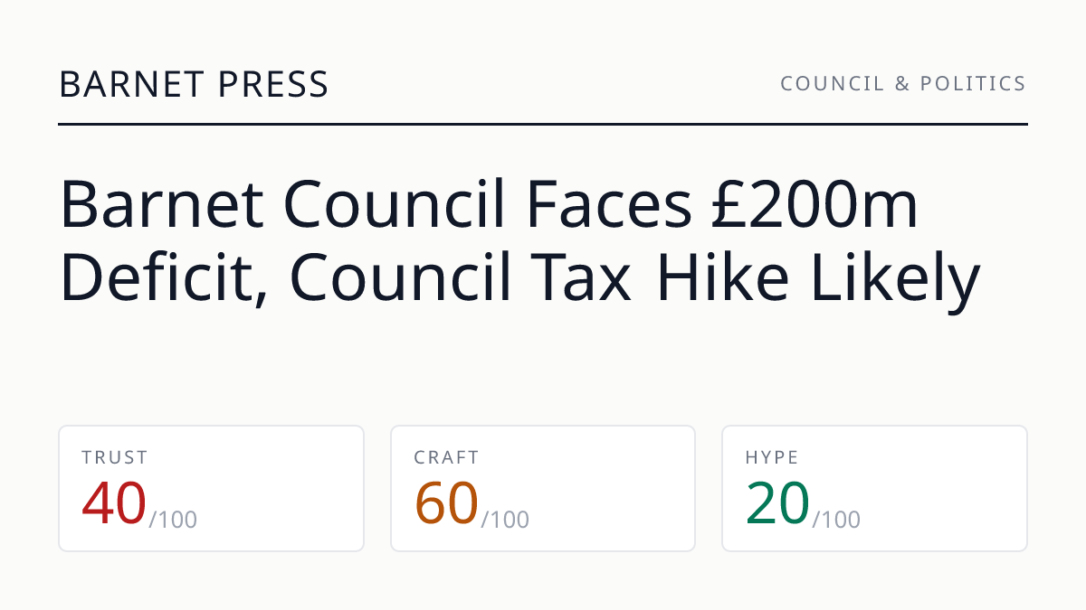 Barnet Council Faces £200m Deficit, Council Tax Hike Likely