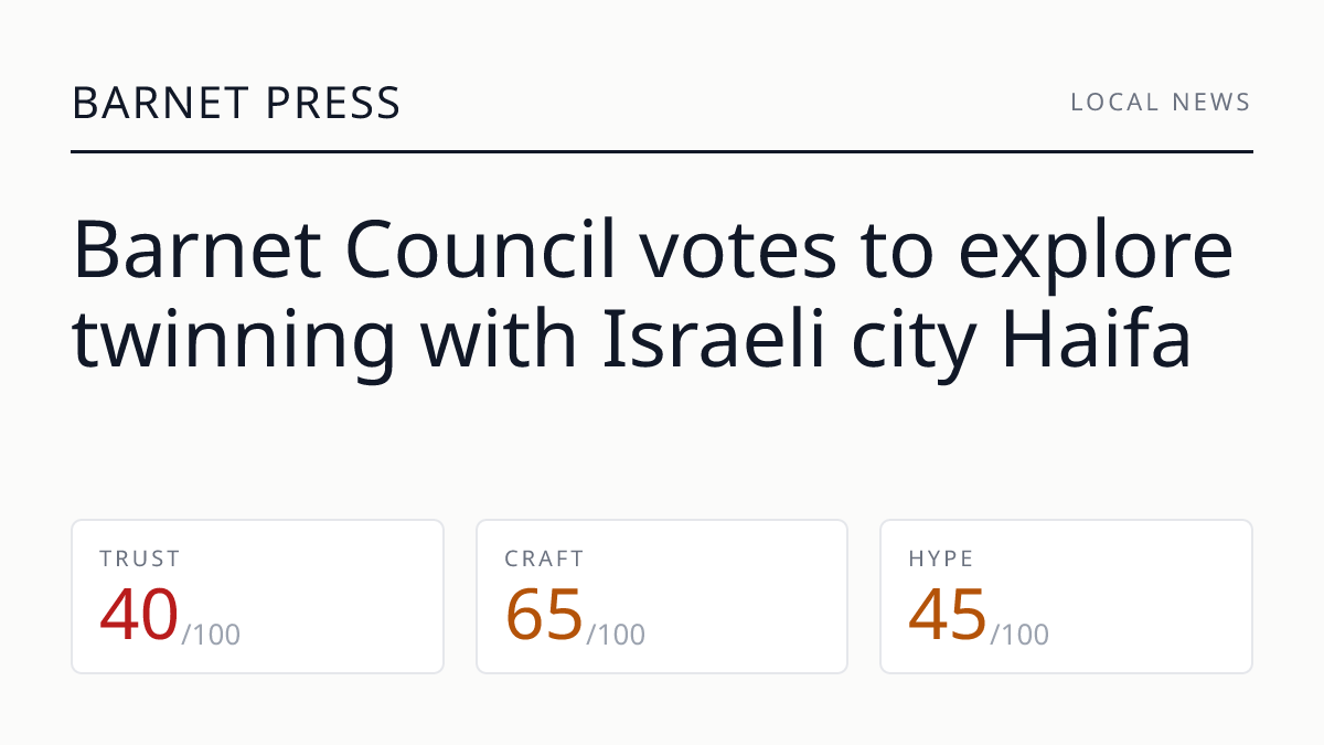 Barnet Council votes to explore twinning with Israeli city Haifa