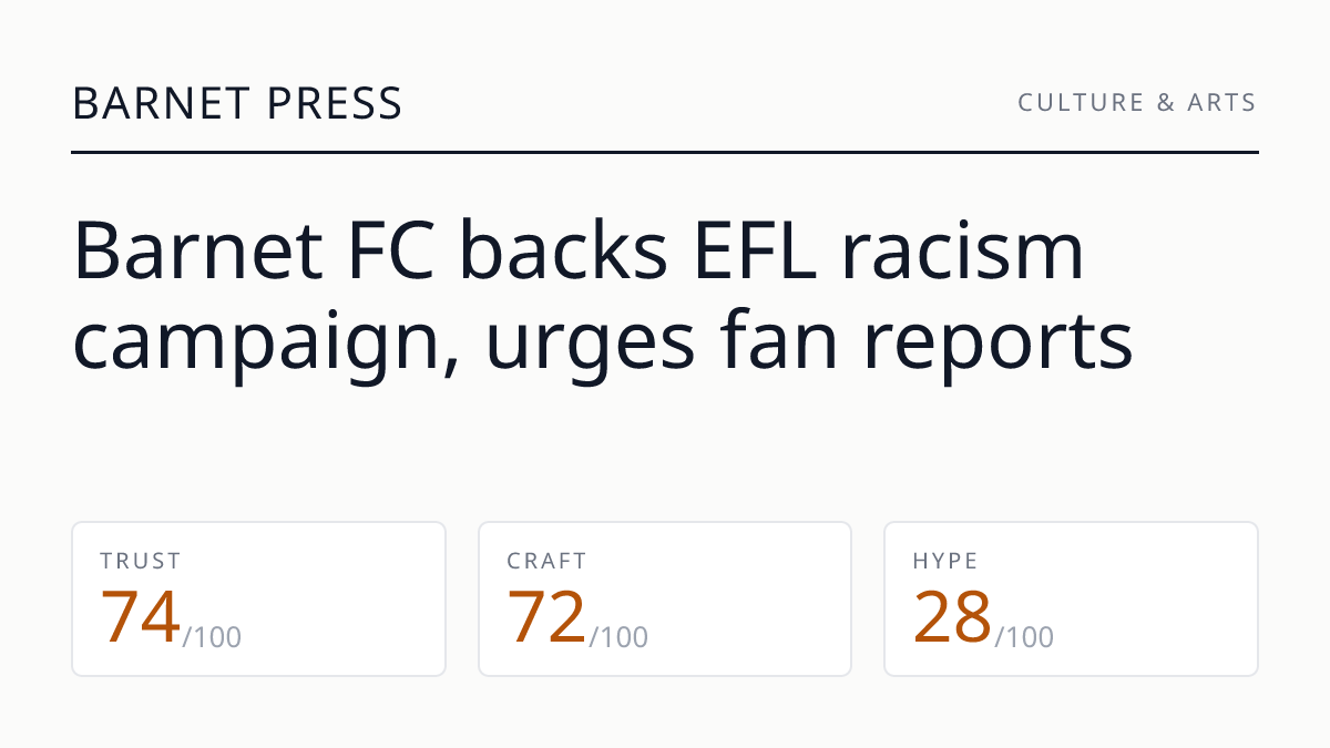 Barnet FC backs EFL racism campaign, urges fan reports