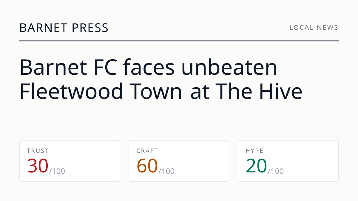 Barnet FC faces unbeaten Fleetwood Town at The Hive