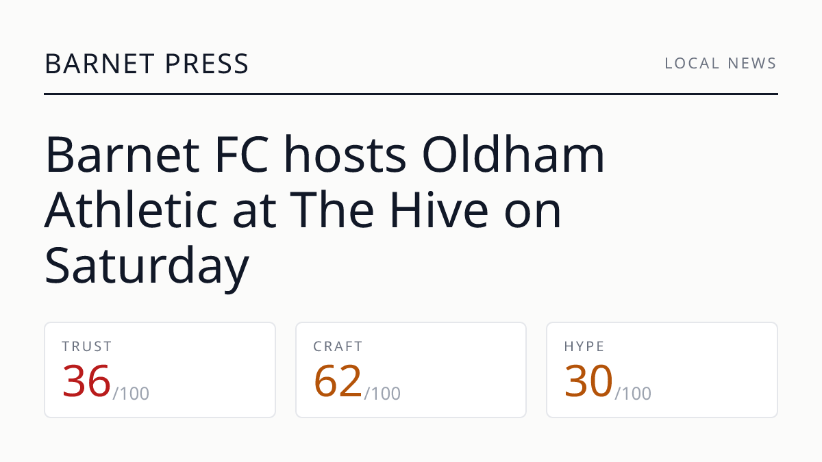 Barnet FC hosts Oldham Athletic at The Hive on Saturday