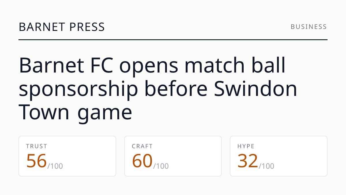 Barnet FC opens match ball sponsorship before Swindon Town game