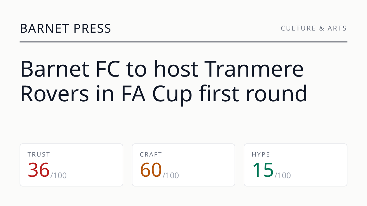 Barnet FC to host Tranmere Rovers in FA Cup first round