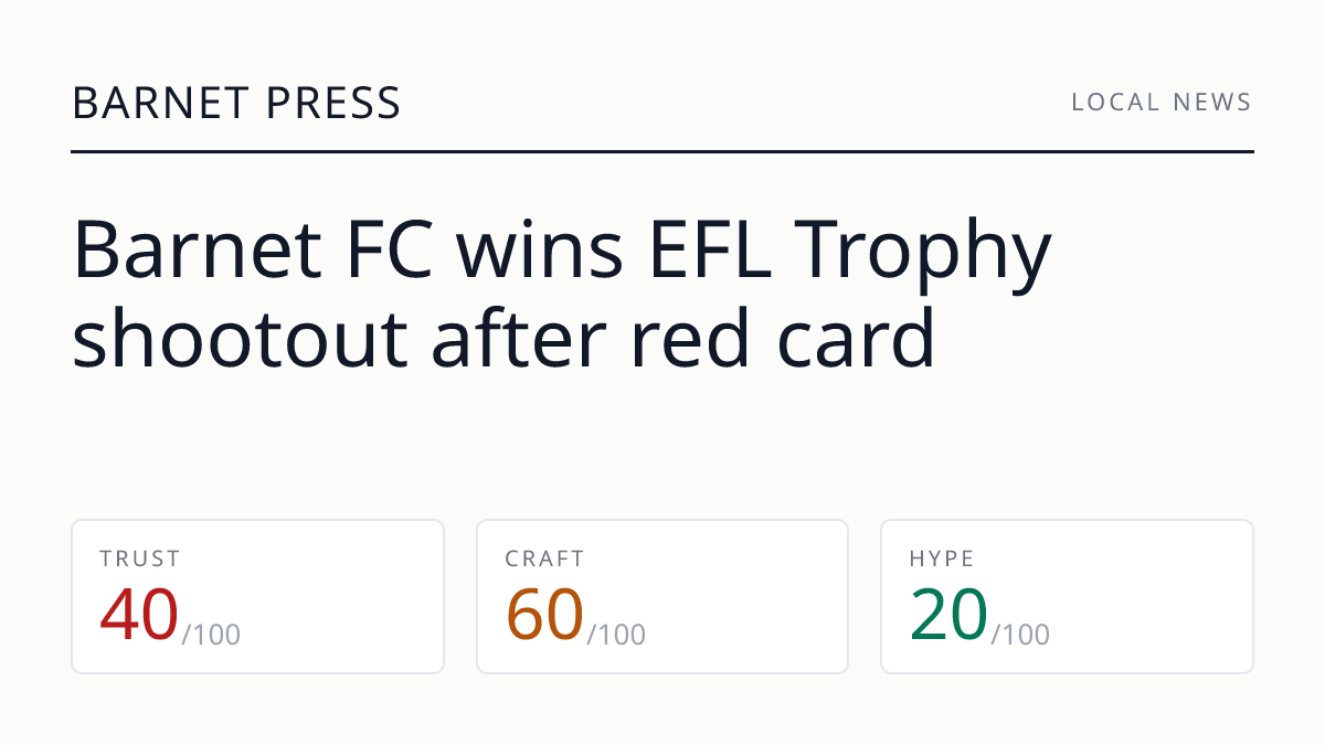 Barnet FC wins EFL Trophy shootout after red card
