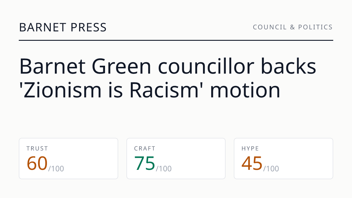 Barnet Green councillor backs 'Zionism is Racism' motion