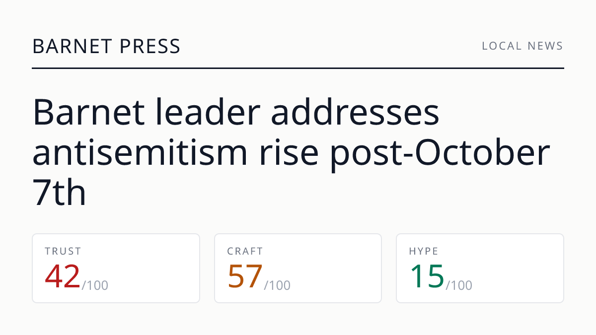 Barnet leader addresses antisemitism rise post-October 7th