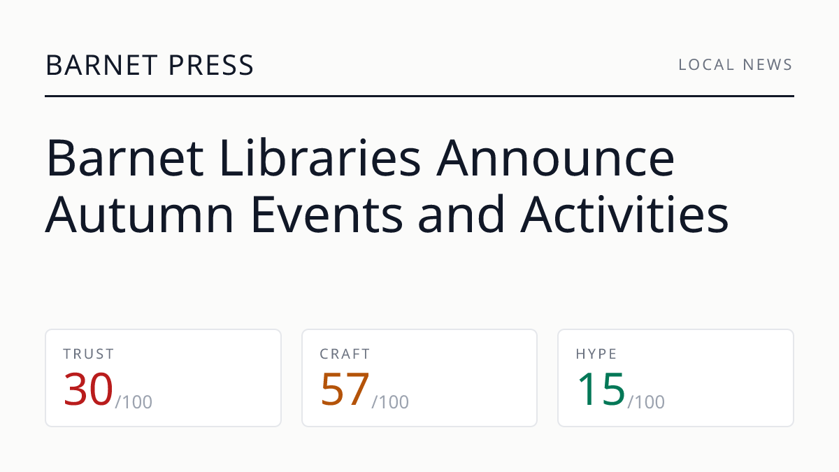 Barnet Libraries Announce Autumn Events and Activities