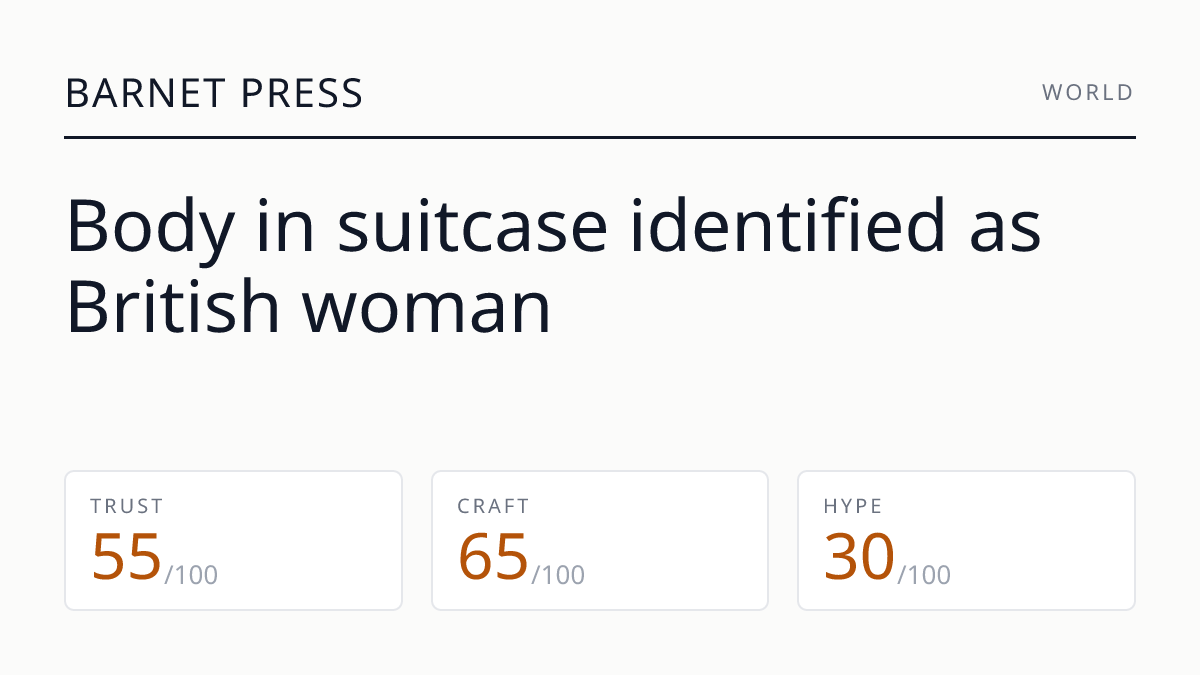 Body in suitcase identified as British woman