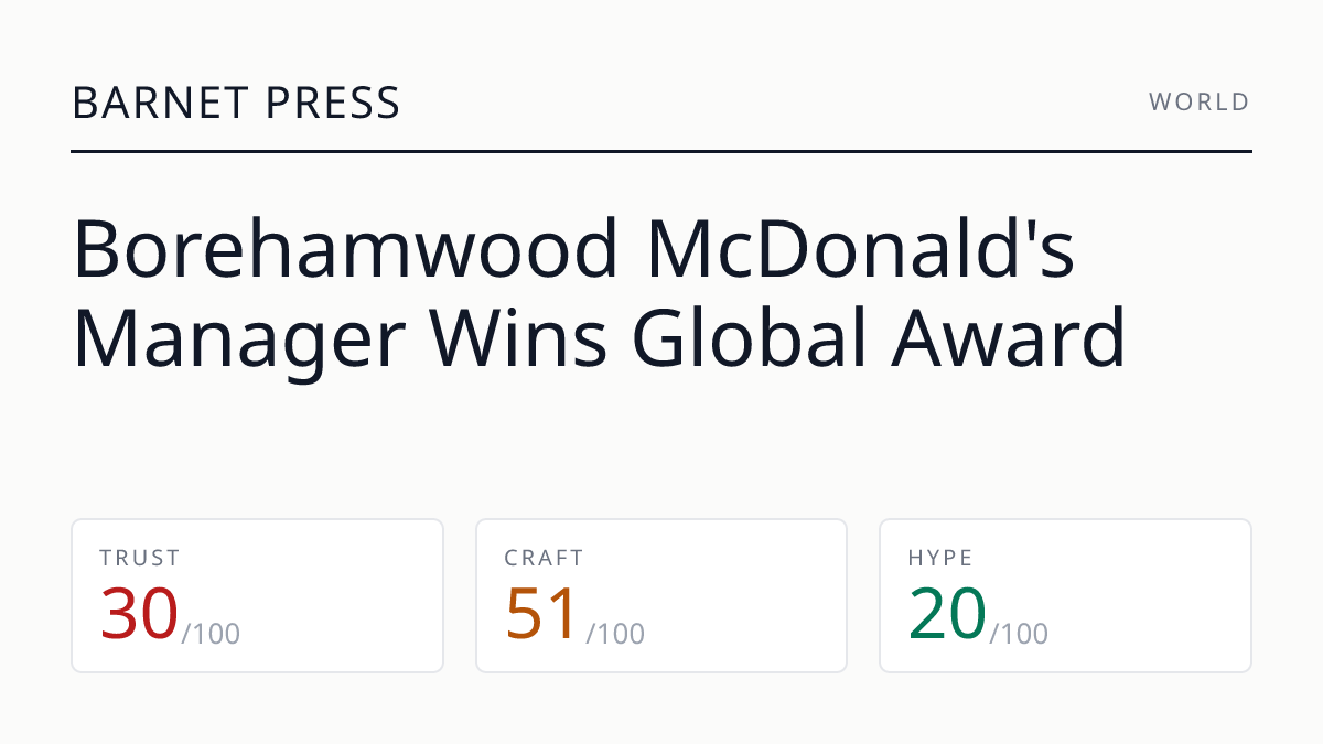 Borehamwood McDonald's Manager Wins Global Award