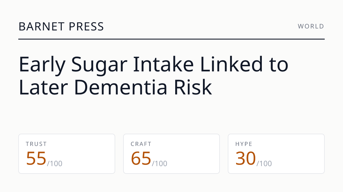 Early Sugar Intake Linked to Later Dementia Risk