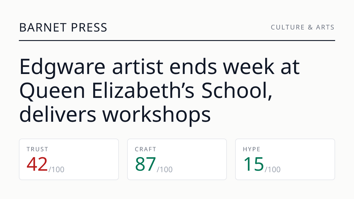 Edgware artist ends week at Queen Elizabeth’s School, delivers workshops