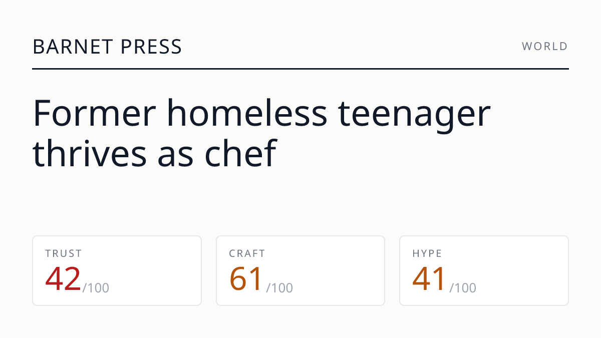 Former homeless teenager thrives as chef
