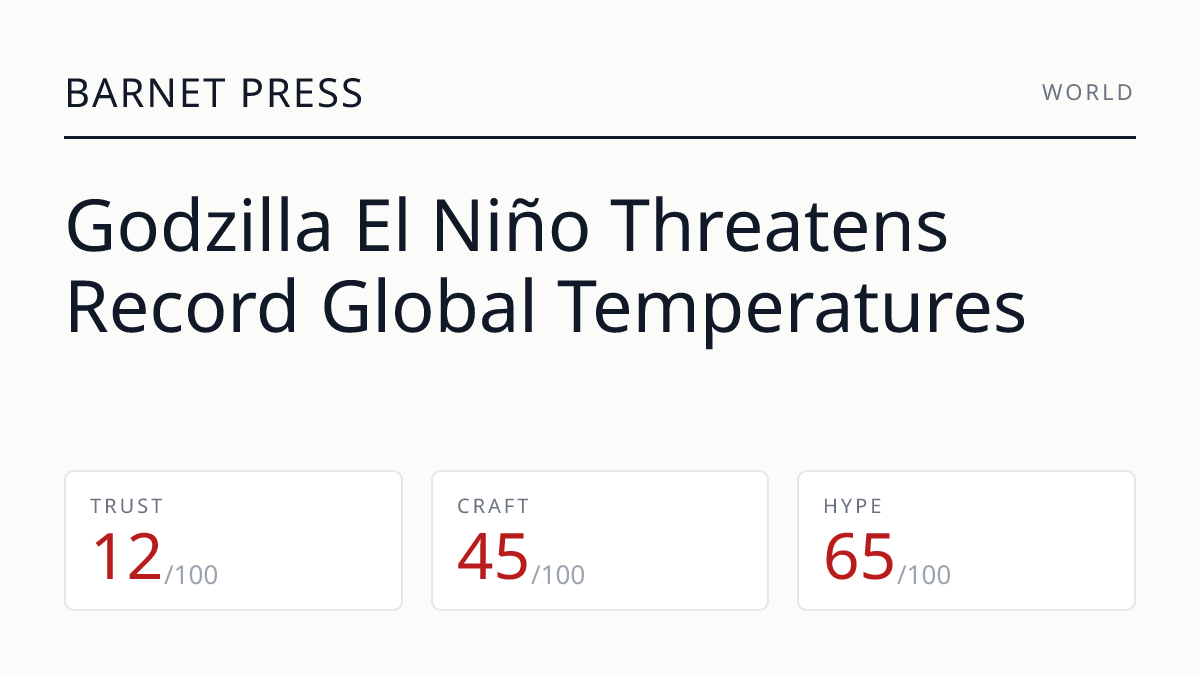 Godzilla El Niño Threatens Record Global Temperatures