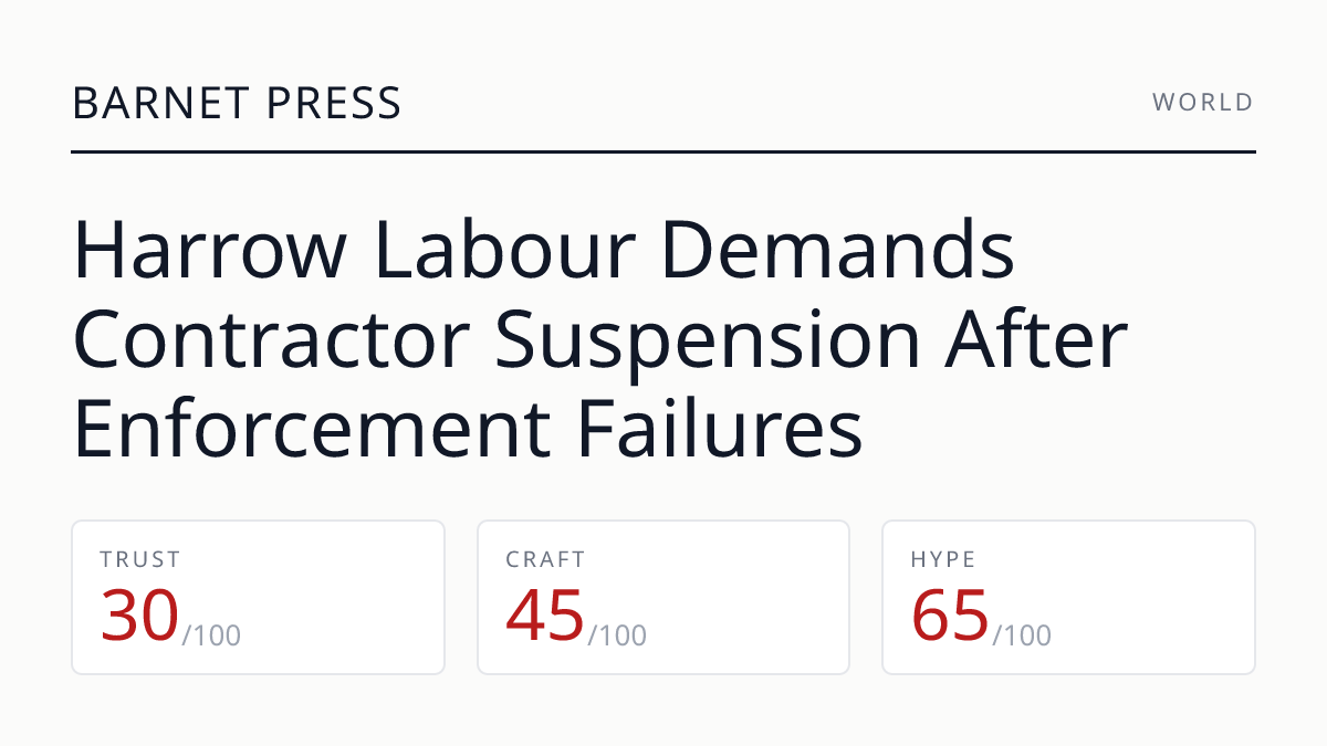 Harrow Labour Demands Contractor Suspension After Enforcement Failures