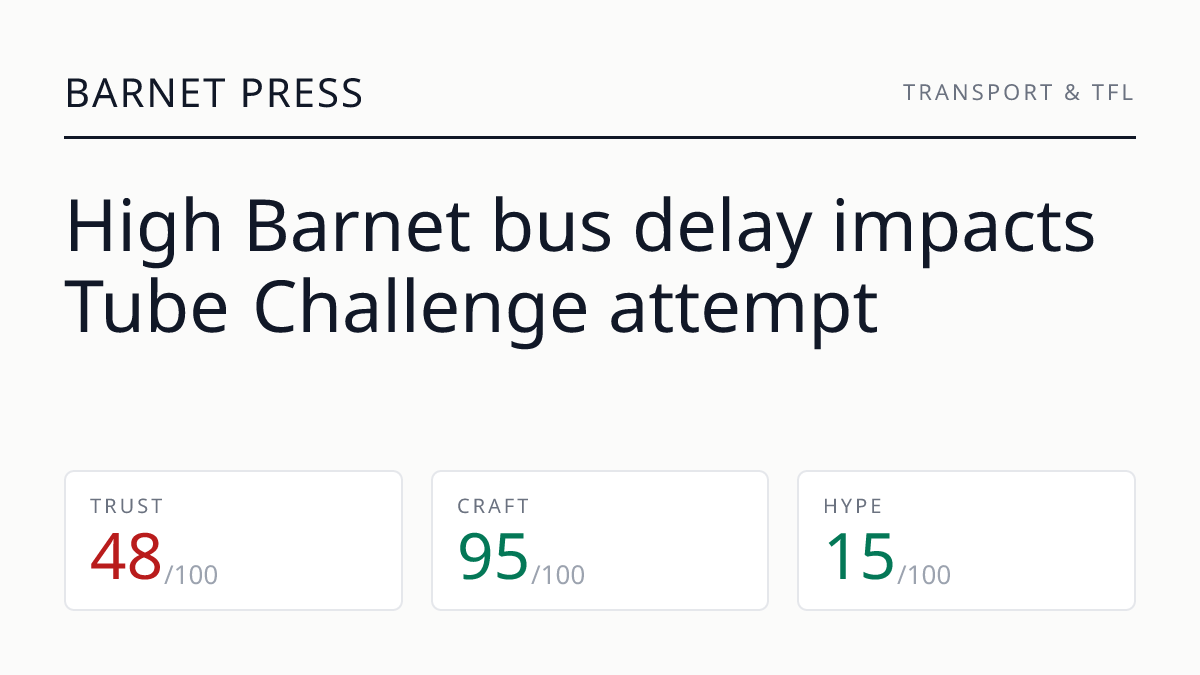 High Barnet bus delay impacts Tube Challenge attempt