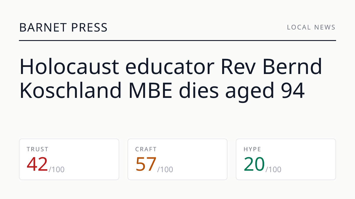 Holocaust educator Rev Bernd Koschland MBE dies aged 94
