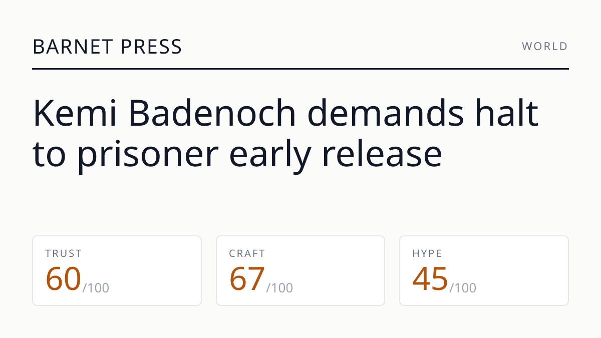 Kemi Badenoch demands halt to prisoner early release