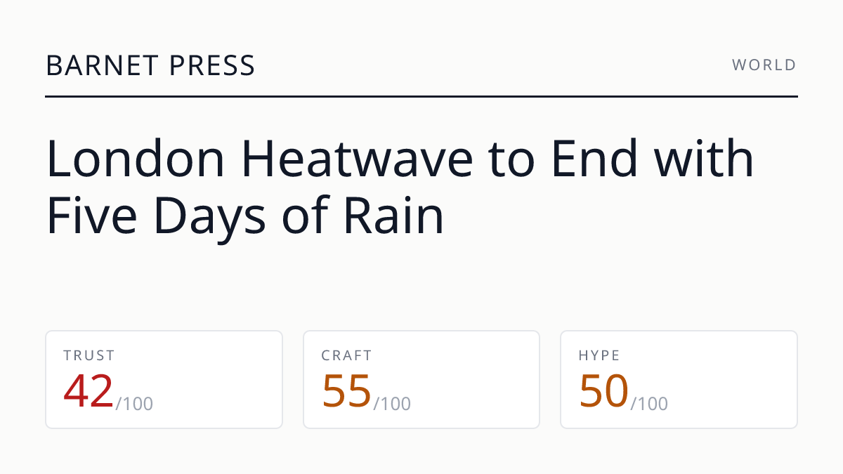 London Heatwave to End with Five Days of Rain