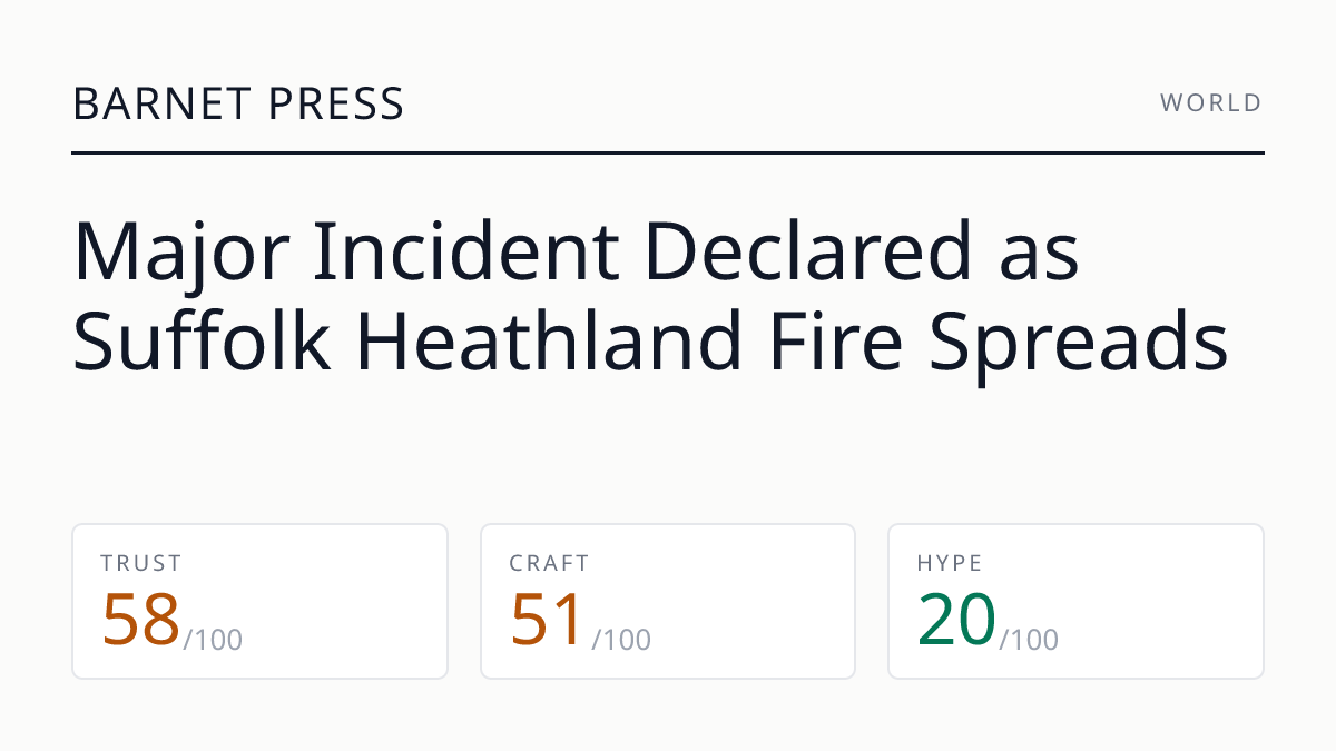Major Incident Declared as Suffolk Heathland Fire Spreads
