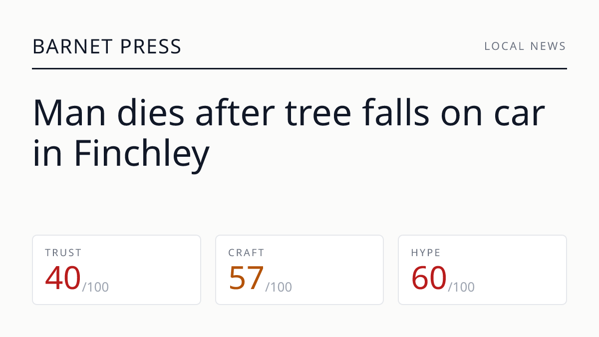Man dies after tree falls on car in Finchley