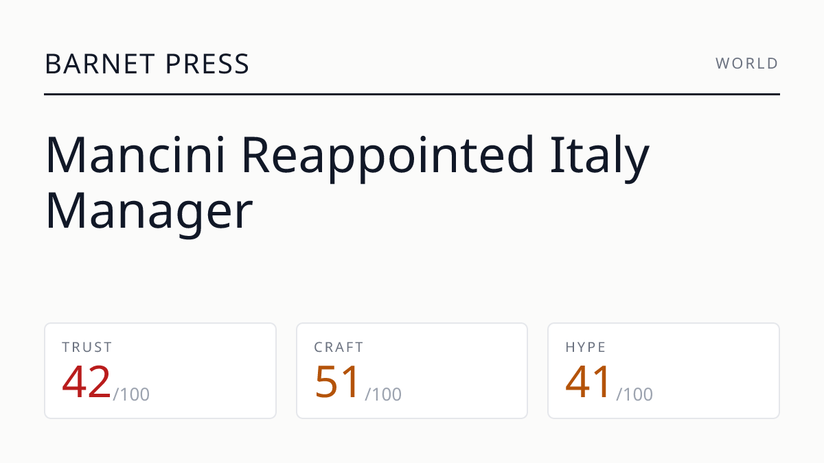 Mancini Reappointed Italy Manager