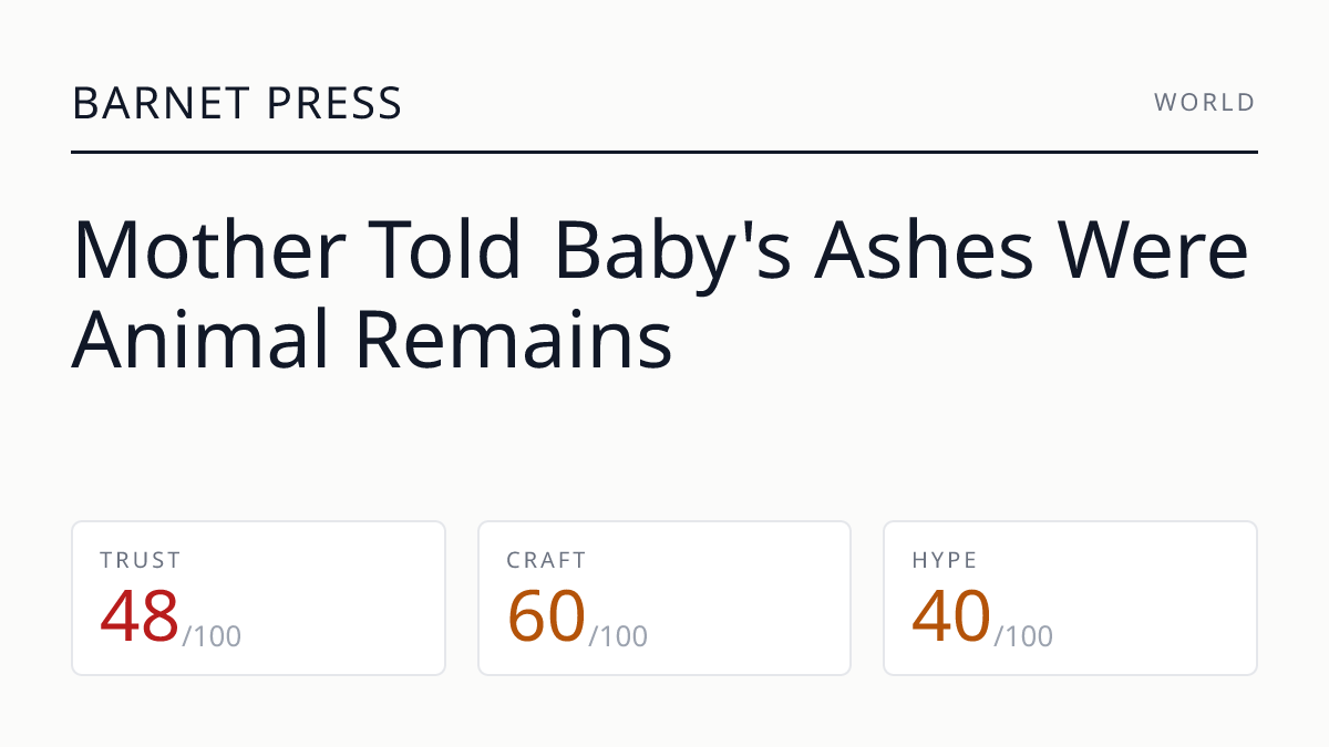 Mother Told Baby's Ashes Were Animal Remains