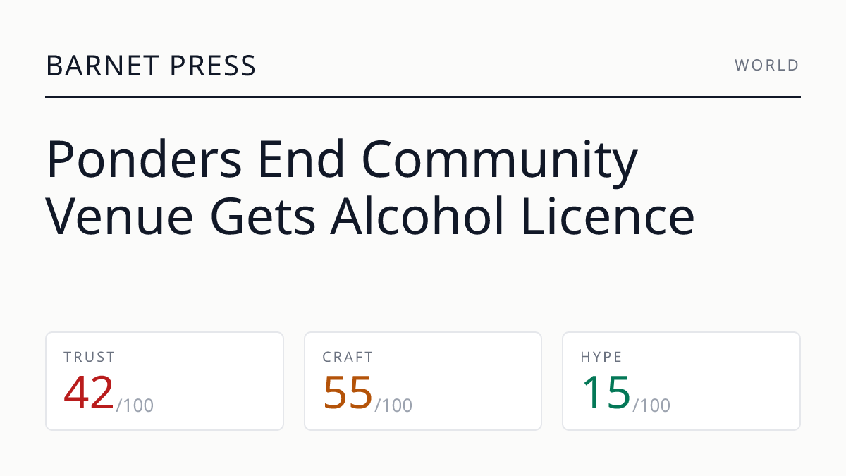 Ponders End Community Venue Gets Alcohol Licence