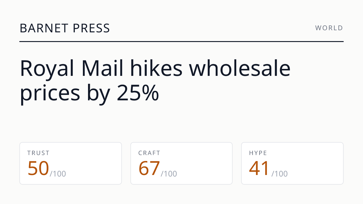 Royal Mail hikes wholesale prices by 25%