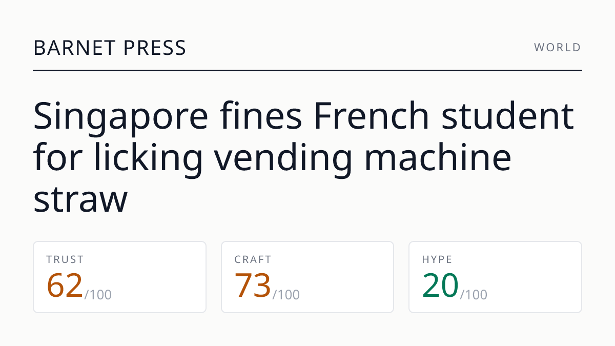 Singapore fines French student for licking vending machine straw