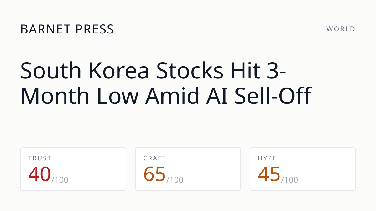 South Korea Stocks Hit 3-Month Low Amid AI Sell-Off