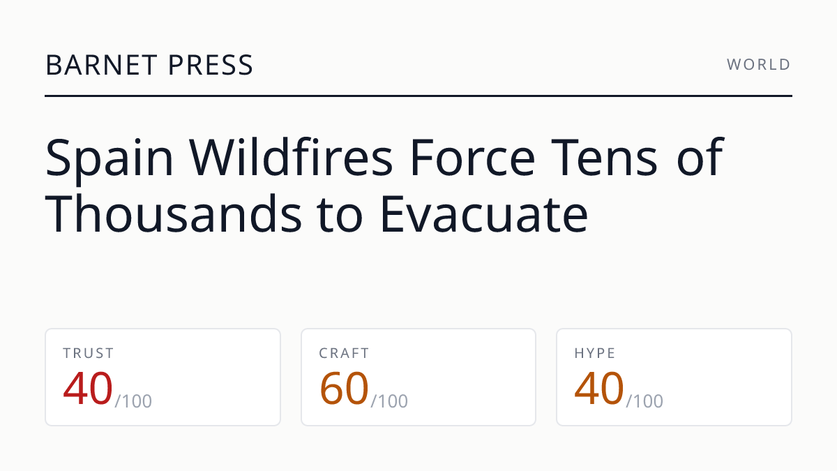 Spain Wildfires Force Tens of Thousands to Evacuate