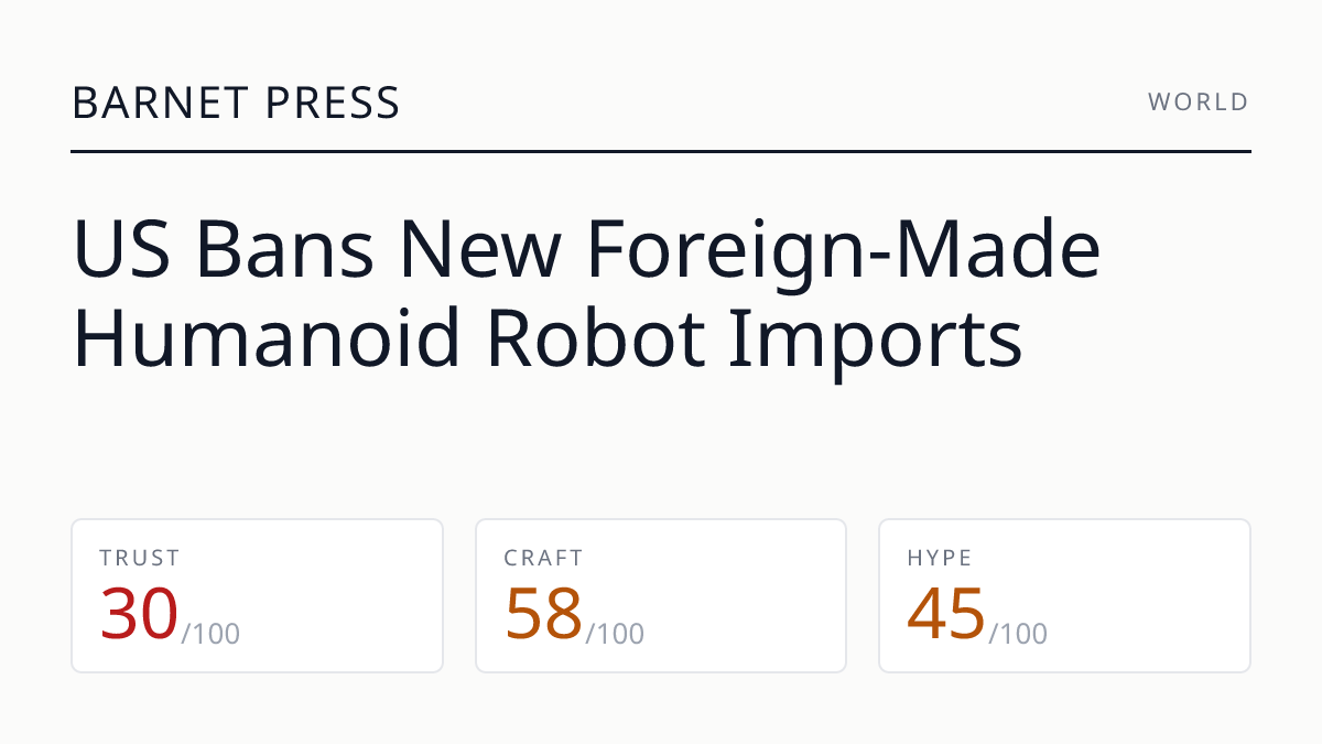 US Bans New Foreign-Made Humanoid Robot Imports
