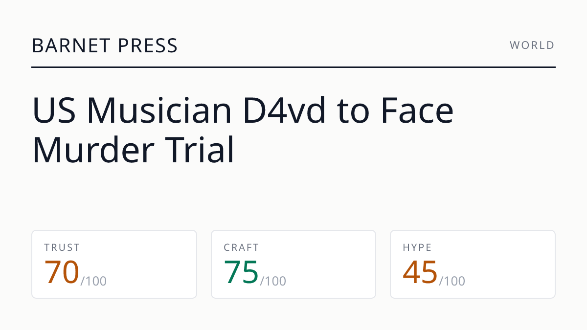 US Musician D4vd to Face Murder Trial