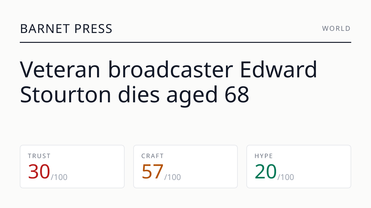 Veteran broadcaster Edward Stourton dies aged 68