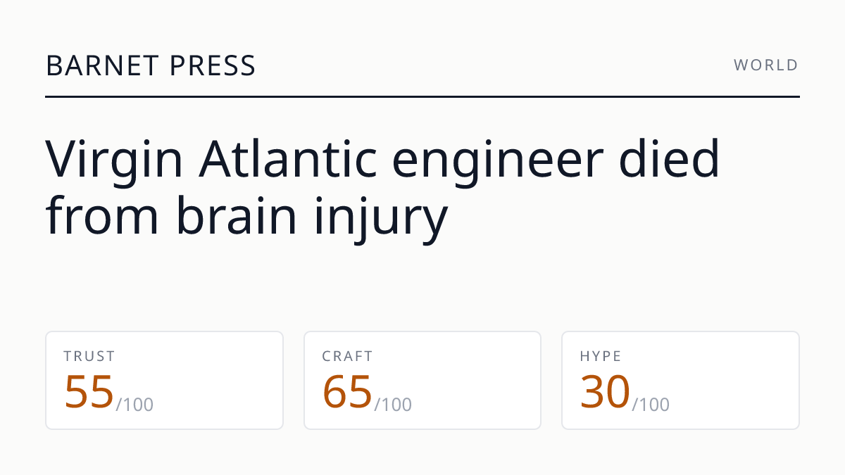 Virgin Atlantic engineer died from brain injury