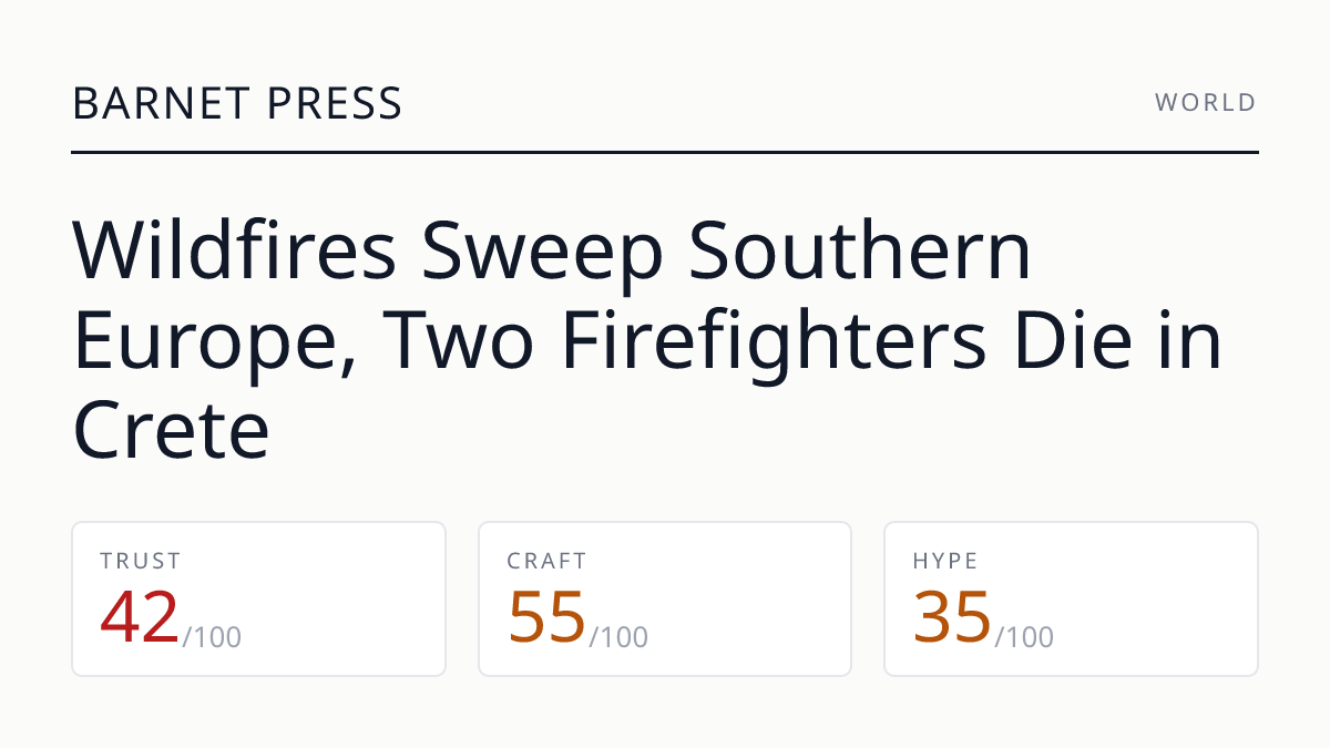 Wildfires Sweep Southern Europe, Two Firefighters Die in Crete