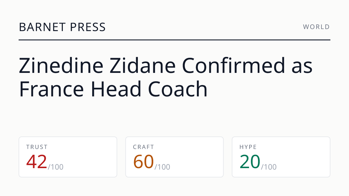 Zinedine Zidane Confirmed as France Head Coach